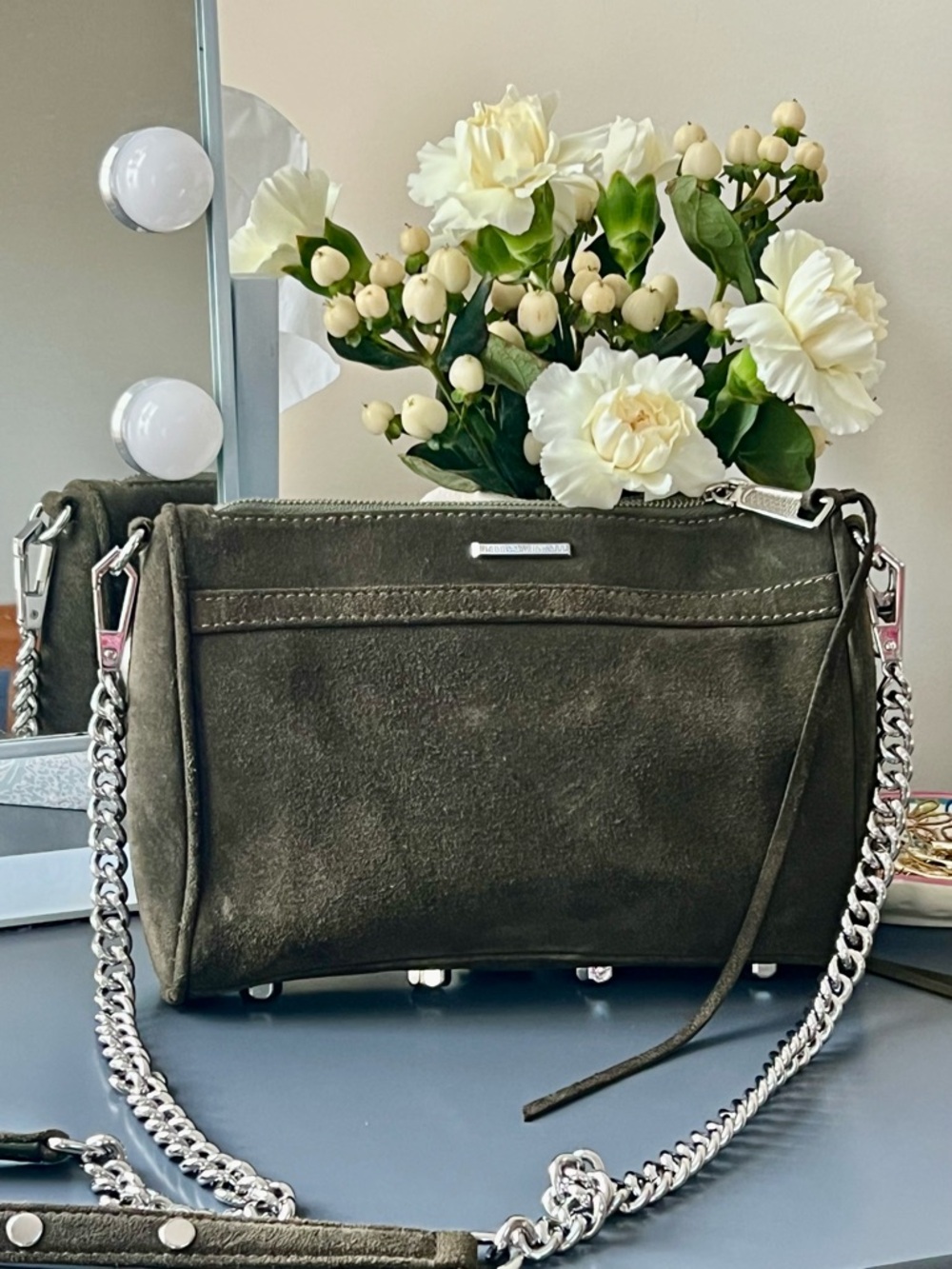Rebecca Minkoff Suede Crossbody Bag in Olive Green - NWOT